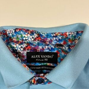 Alex Vando Golf Polo Shirt Men’s Medium Blue Short Sleeve Athleisure Casual